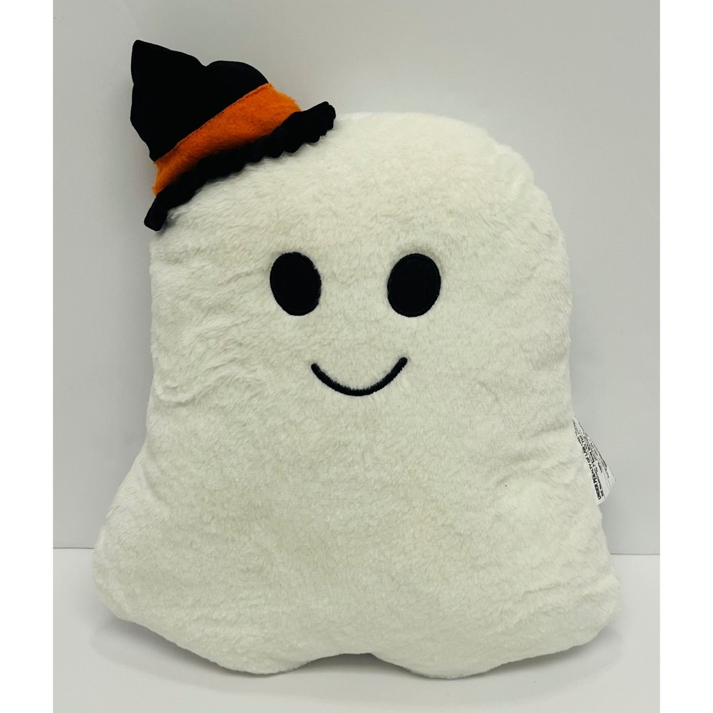 Target Halloween Ghost Plush Decorative Pillow Witch Hat White 13.5x12" Spooky